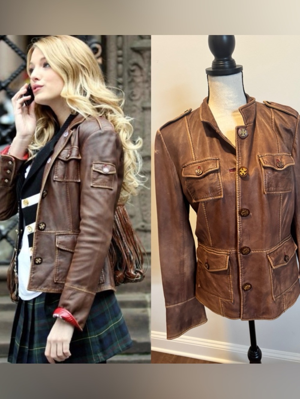 ASO Serena van der Woodsen Leather Tory Burch Jacket - 12